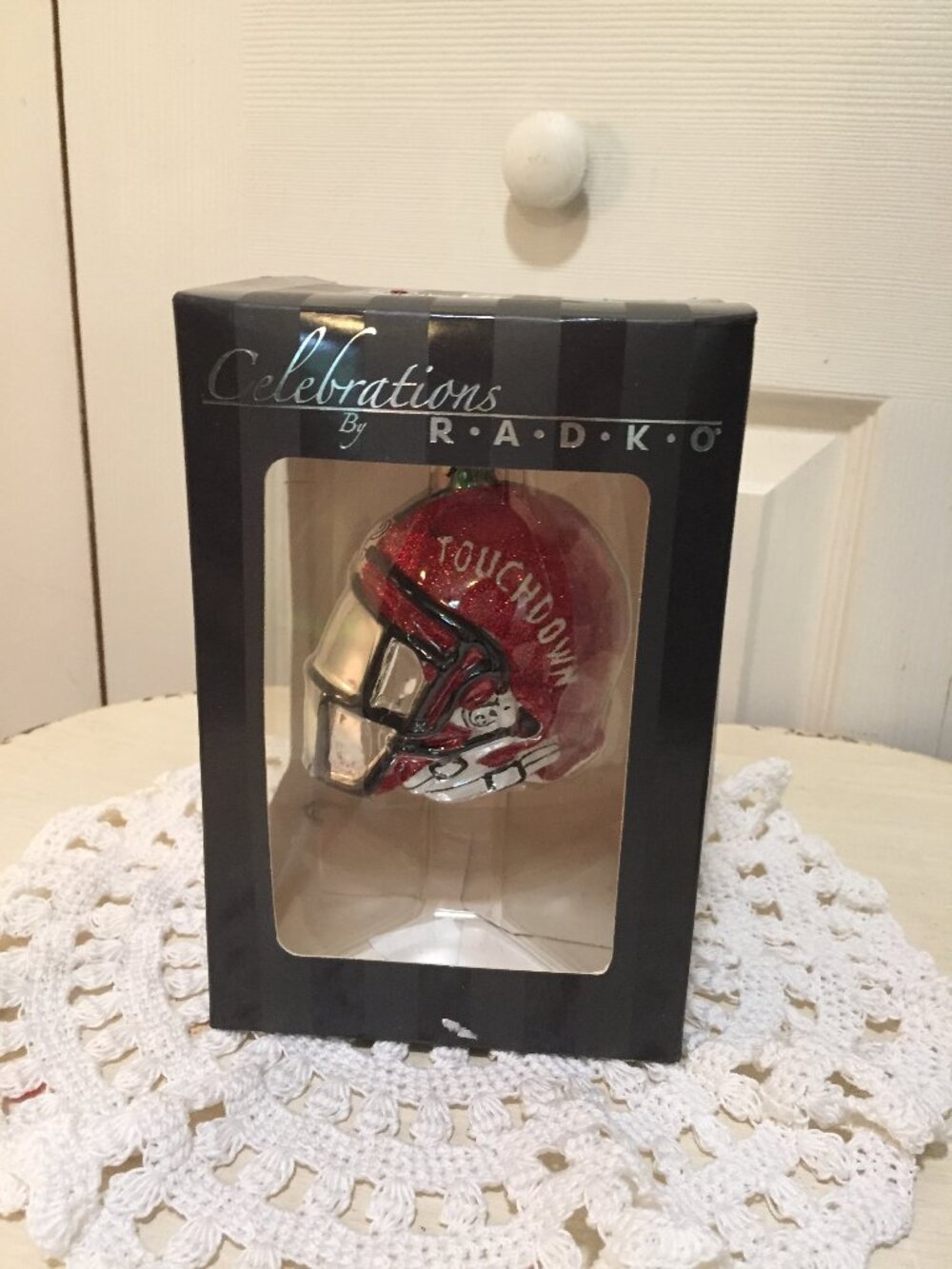 Christopher Radko Celebrations Football Helmet Touchdown Xmas Ornament NIB 2008